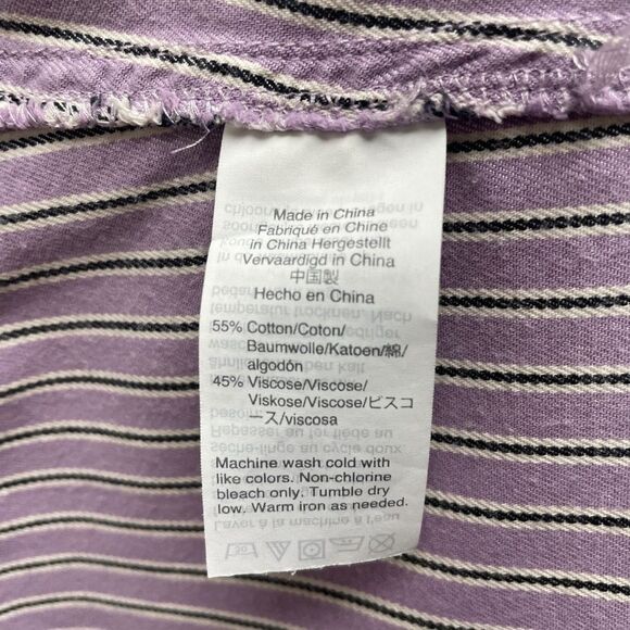 MADEWELL Pleated Midi Skirt. Size 4. Button-front, lilac purple stripe academia - Picture 10 of 16